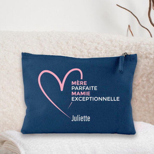Pochette Bleu marine personnalisée - Maman parfaite, Mamie exceptionnelle<br> <strong>22,5 x 16 cm</strong> – Image 2