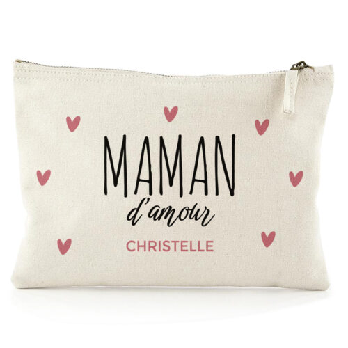 Grande pochette personnalisée - Maman d'amour<br> <strong>28 x 20 cm</strong>