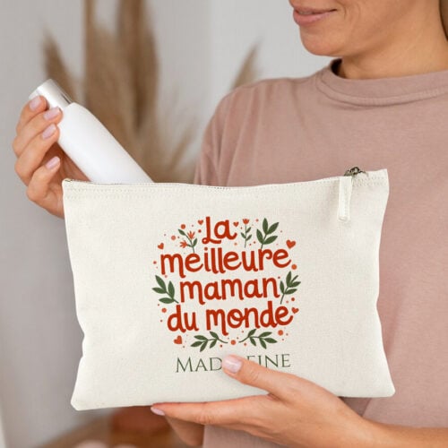 Grande pochette personnalisée - La meilleure Maman du monde<br> <strong>28 x 20 cm</strong> – Image 2