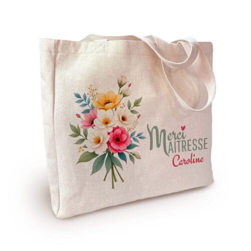 Sac cabas personnalisé - Merci maîtresse avec prénom