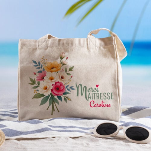 Sac cabas personnalisé - Merci maîtresse avec prénom – Image 2