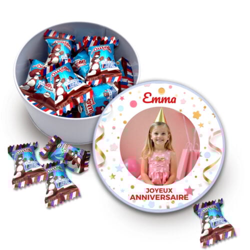 Boîte Ronde Petits Oursons Guimauve – Joyeux anniversaire