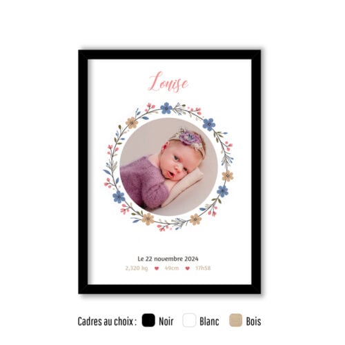 Affiche personnalisée avec cadre - Couronne avec photo<br> <strong>30 x 40 cm</strong>