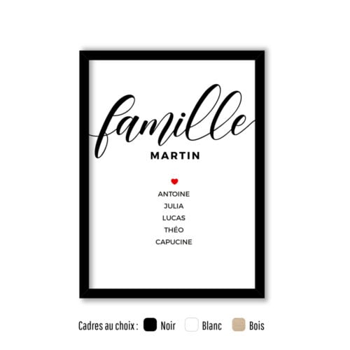 Affiche personnalisée avec cadre - Famille<br> <strong>30 x 40 cm</strong>