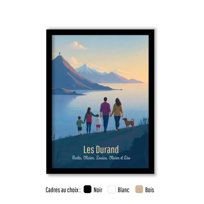 Affiche personnalisée avec cadre - Illustration de famille<br> <strong>30 x 40 cm</strong>