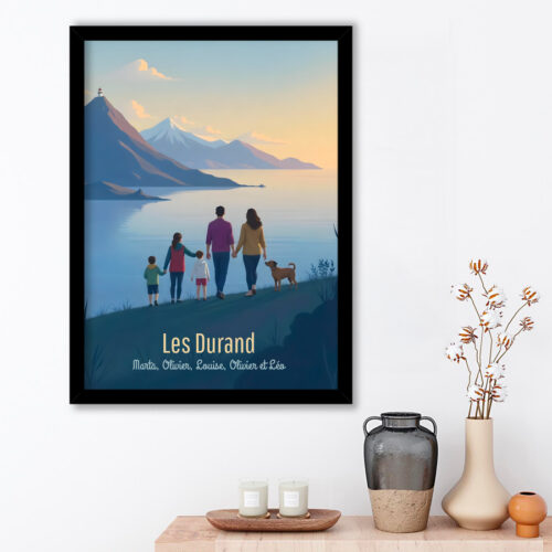 Affiche personnalisée avec cadre - Illustration de famille<br> <strong>30 x 40 cm</strong> – Image 2