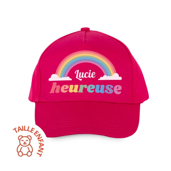 Casquette enfant rose - Heureuse !