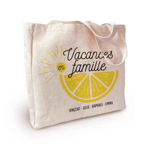 Sac cabas personnalisé - Vacances en famille