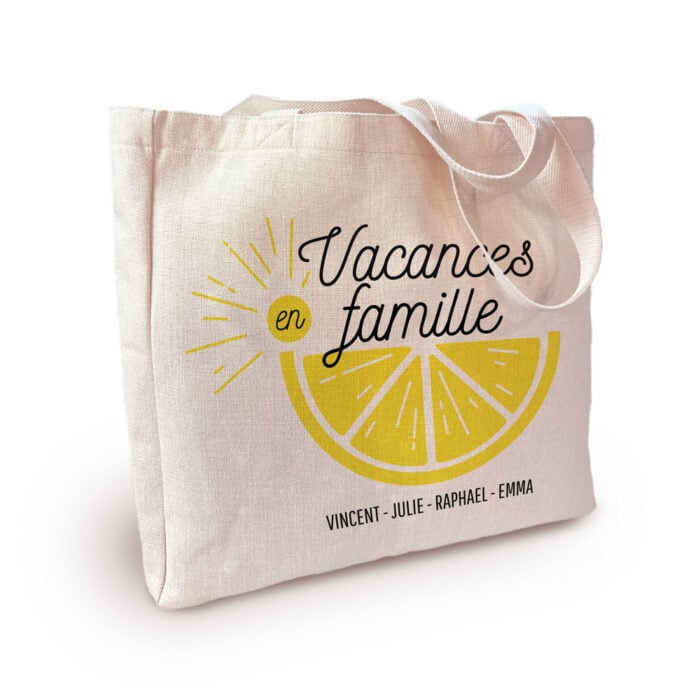 Sac cabas personnalisé - Vacances en famille