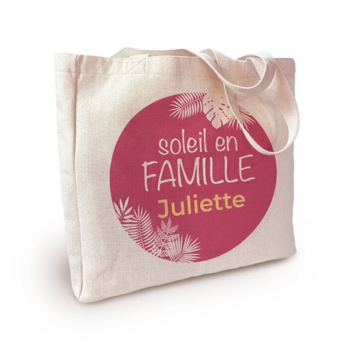 Sac cabas personnalisé - Soleil en famille