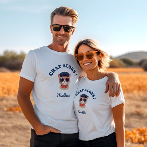 T-shirt blanc - Chat alors avec ton prénom ! – Image 2