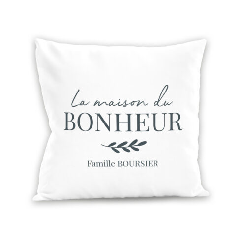 Coussin blanc - La maison du bonheur