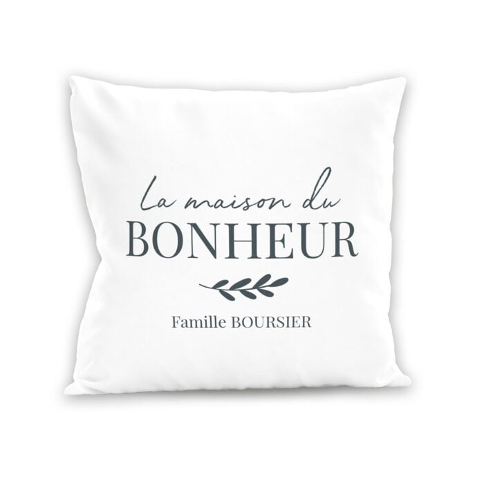 Coussin blanc - La maison du bonheur