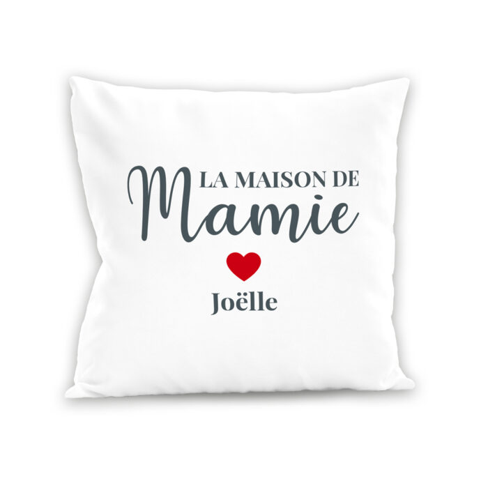 Coussin blanc - La maison de Mamie