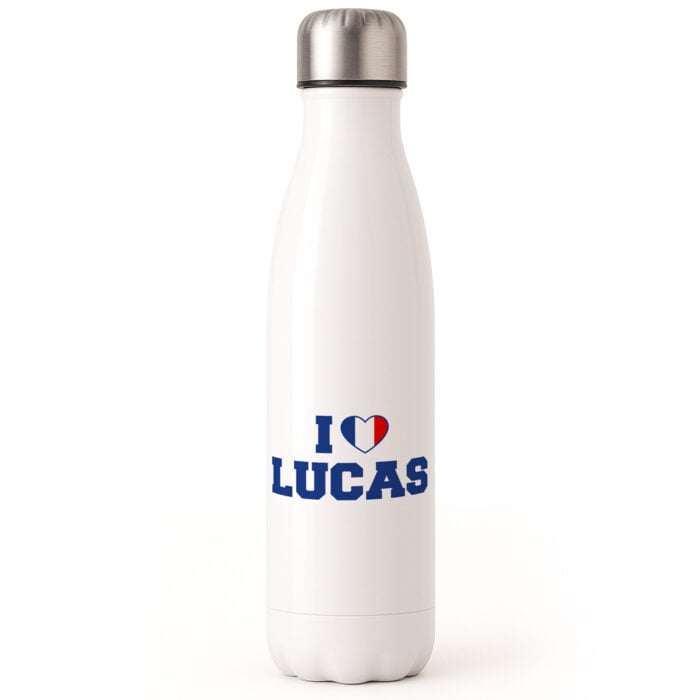 Bouteille isotherme - I love avec prénom <br> <strong>  500 ml </strong>