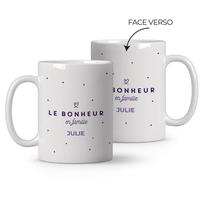 Mug blanc personnalisé - Le bonheur en famille