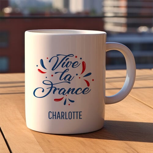 Mug blanc personnalisé - Vive la France avec votre photo – Image 2
