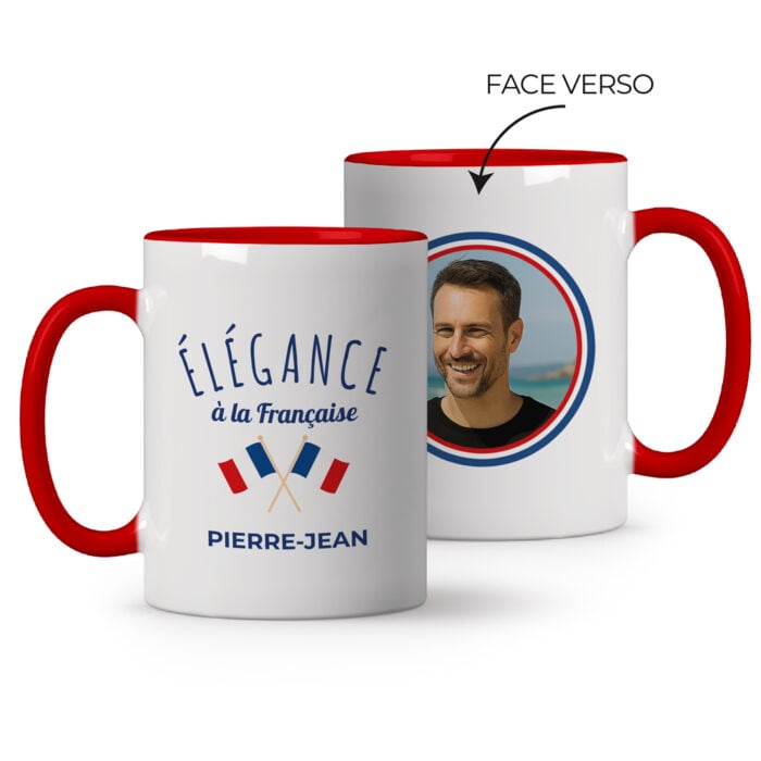 Mug rouge personnalisé - Elégance à la française