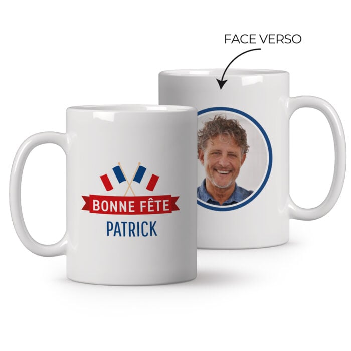 Mug blanc personnalisé - Bonne fête des patriotes