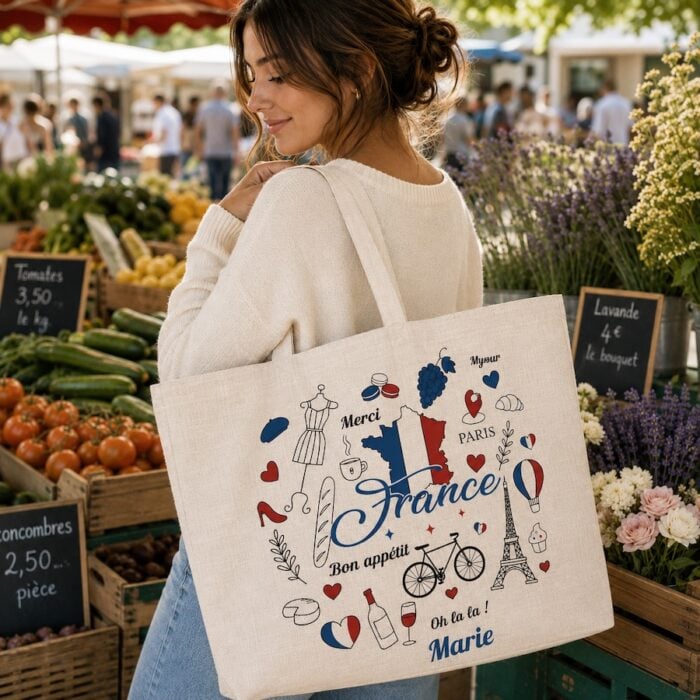 Alternative view of Sac cabas personnalisé - J'aime la France !