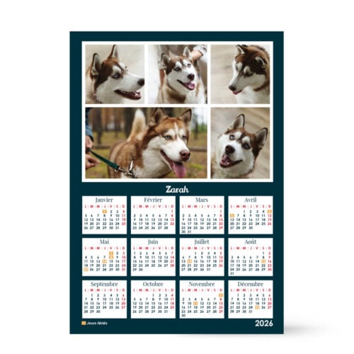 Calendrier format A3 personnalisé - Plusieurs photos