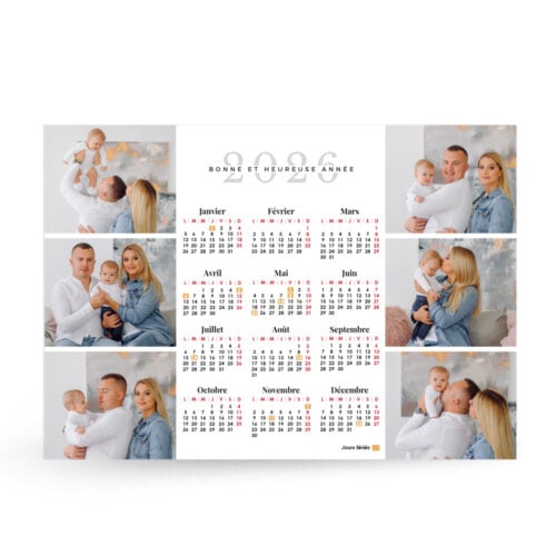 Calendrier format A3 paysage personnalisé - Familiale