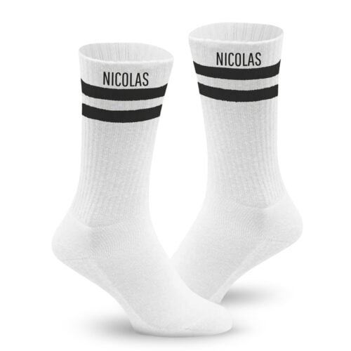 Chaussettes de sport Noir – Votre Prénom