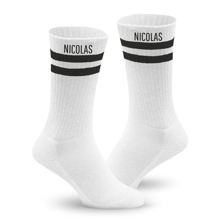 Chaussettes de sport Noir – Votre Prénom