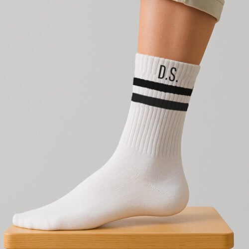 Chaussettes de sport Noir – Initiales – Image 2