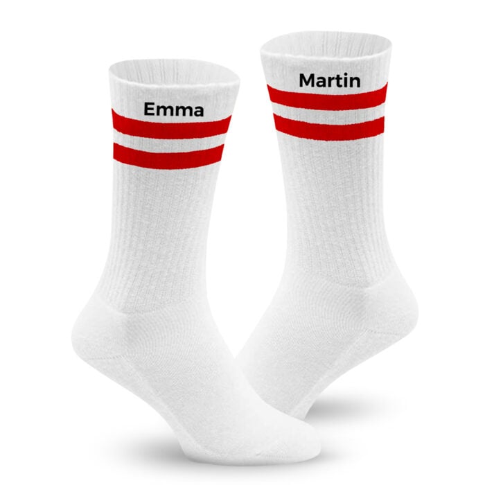 Chaussettes de sport Rouge – Prénom