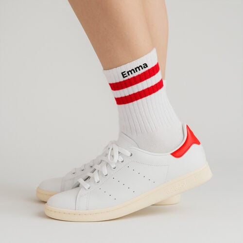 Chaussettes de sport Rouge – Prénom – Image 2