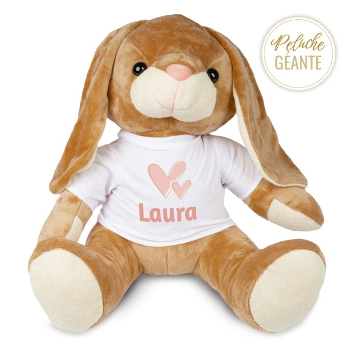 Bunny le grand lapin en peluche – Prénom <br> <strong>80 cm</strong>