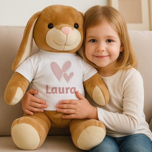 Bunny le grand lapin en peluche – Prénom <br> <strong>80 cm</strong> – Image 2