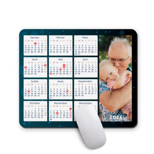 Tapis de souris rectangulaire - Calendrier avec photo  <br> <strong>  23,4 x 19,1 cm </strong>