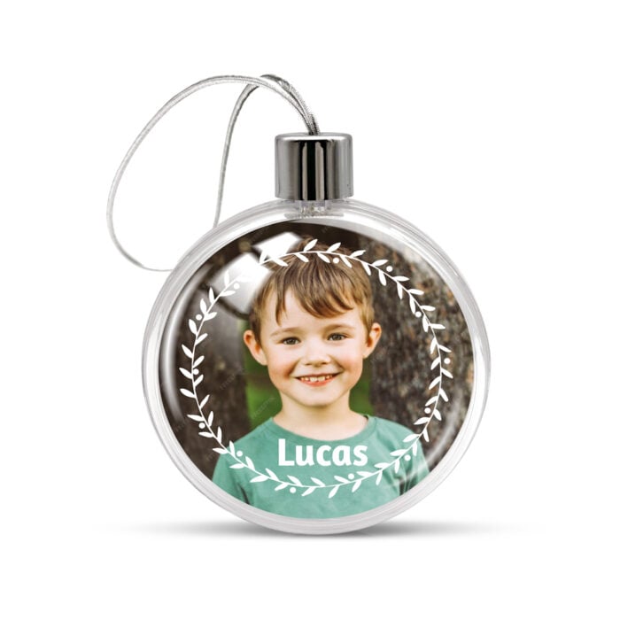 Boule de Noël plate transparente - Couronne de Noël