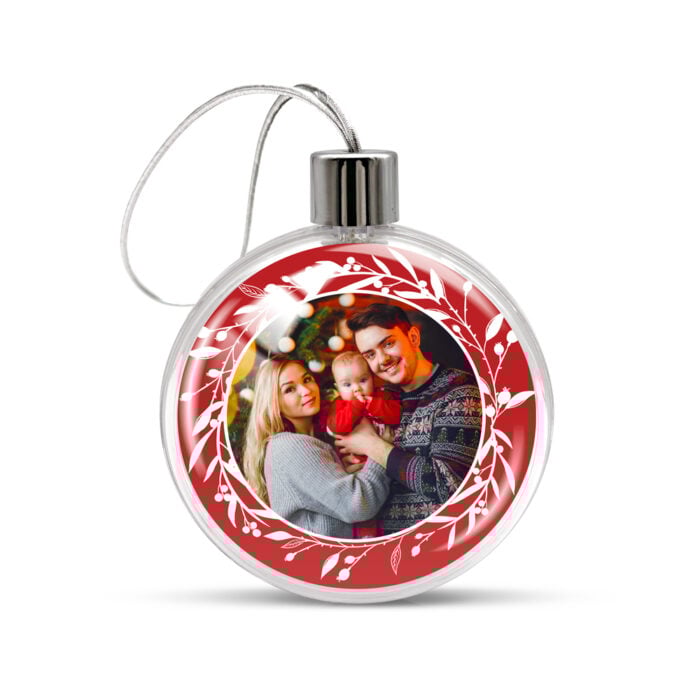 Boule de Noël plate transparente - Couronne avec photo