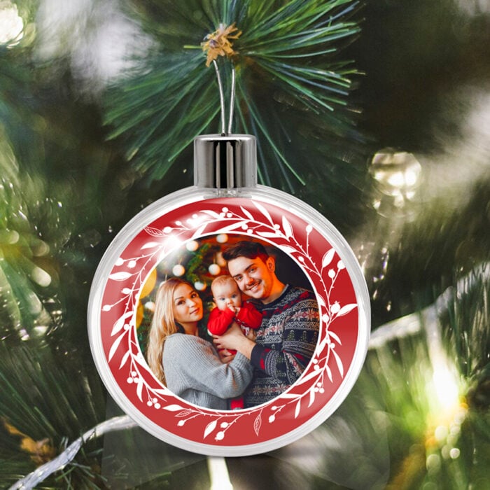 Alternative view of Boule de Noël plate transparente - Couronne avec photo