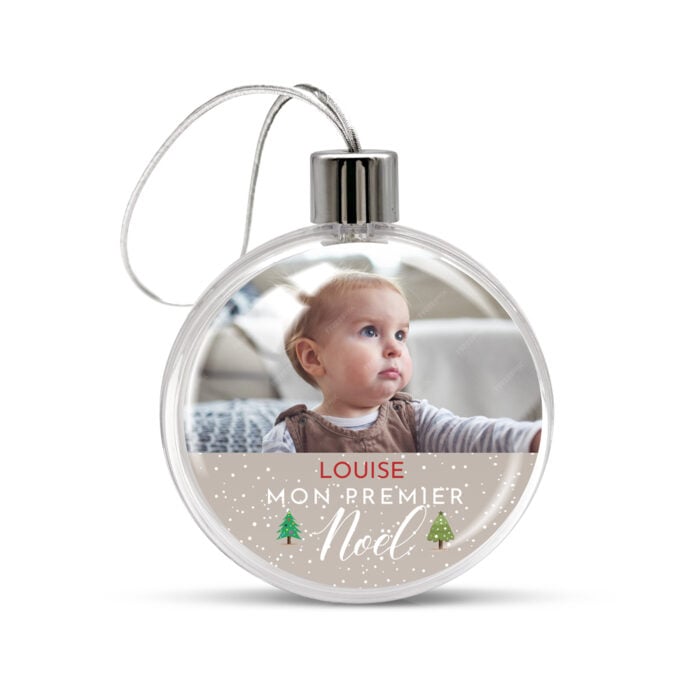 Boule de Noël plate transparente - Mon premier Noël