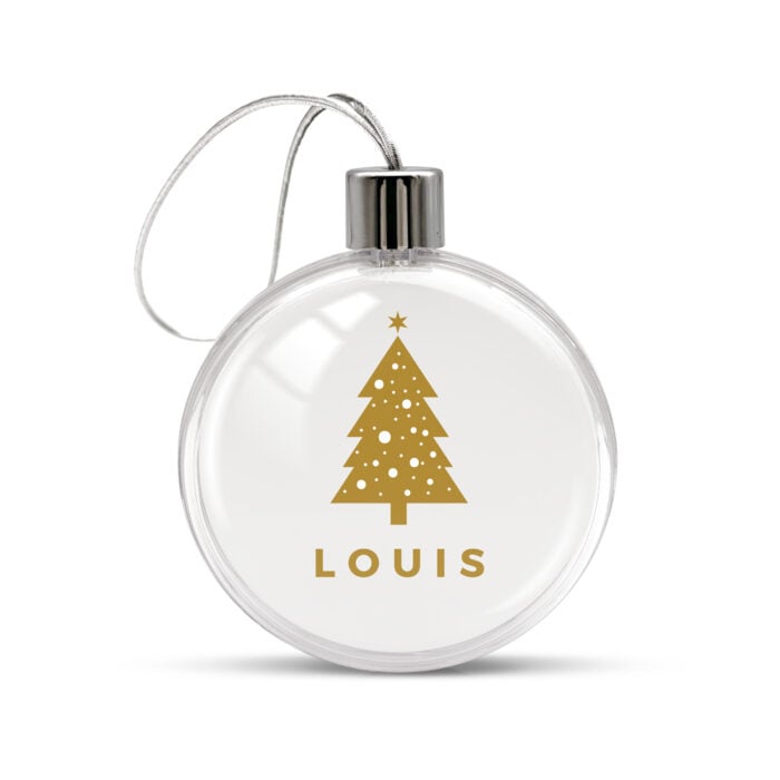 Boule de Noël plate transparente - Prénom