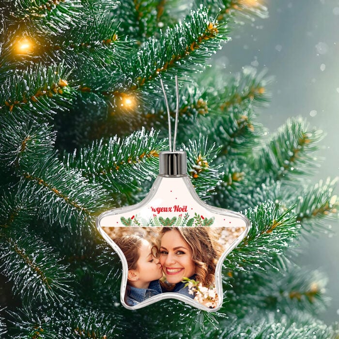 Alternative view of Boule de Noël étoile transparente - Joyeux Noël