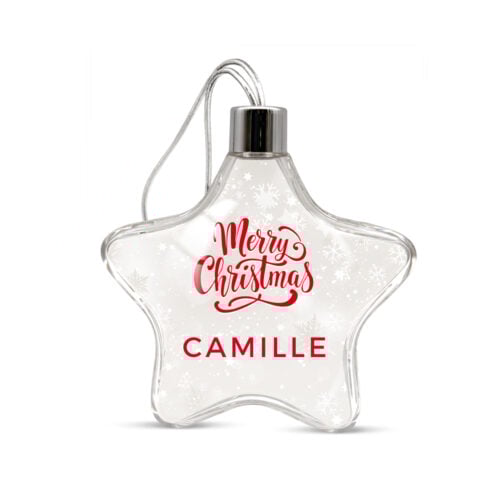 Boule de Noël étoile transparente - Prénom