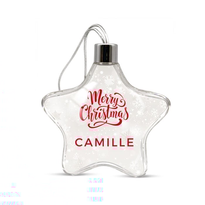 Boule de Noël étoile transparente - Prénom
