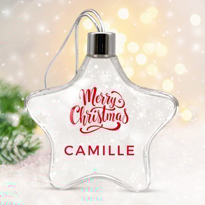Alternative view of Boule de Noël étoile transparente - Prénom