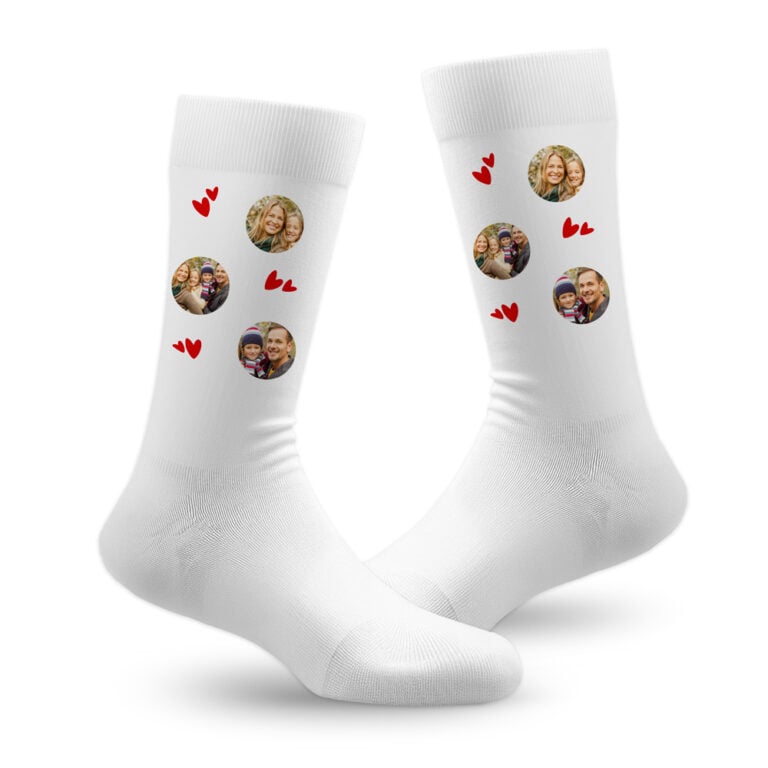 Chaussettes Personnalisées Avec Photo - Cadeau Original Pour Famille, Couple - Anniversaire, Saint-Valentin, Noël