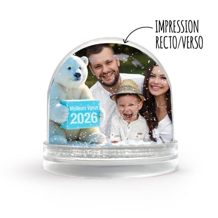 Boule à neige personnalisable - Meilleurs Voeux ours polaire