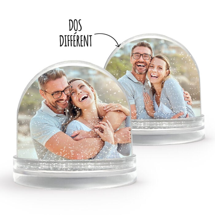 Boule à neige personnalisable 2 faces - Avec 2 photos