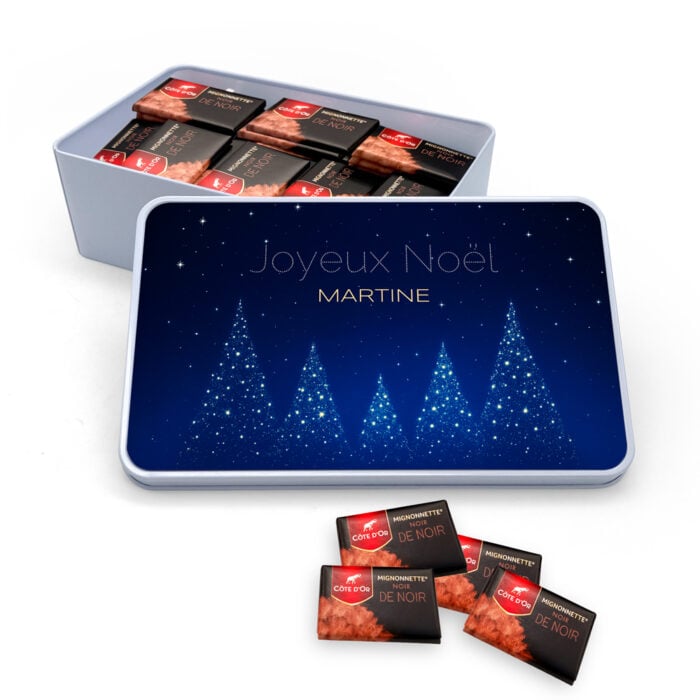 Boîte rectangulaire personnalisée – Joyeux Noël avec prénom + chocolats Côte d'Or