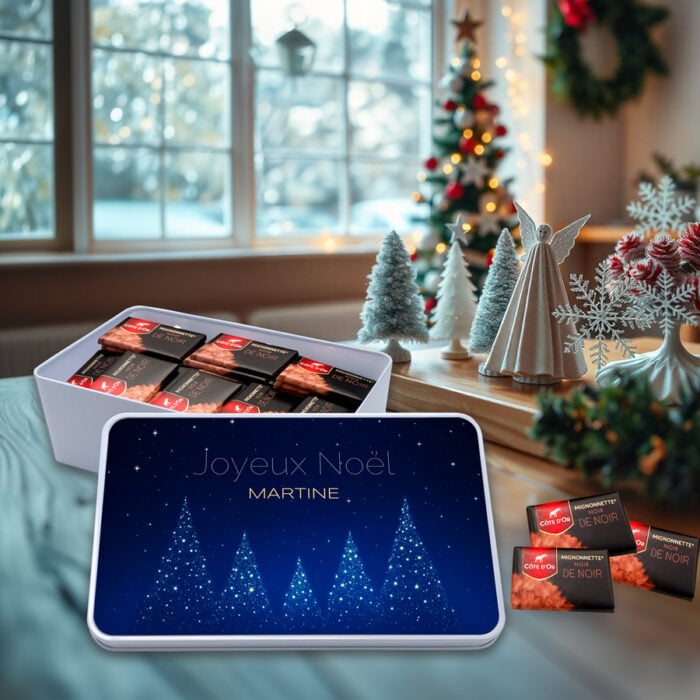 Alternative view of Boîte rectangulaire personnalisée – Joyeux Noël avec prénom + chocolats Côte d'Or