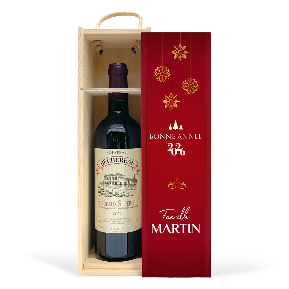 Coffret personnalisé et Vin rouge - Meilleurs voeux familiales