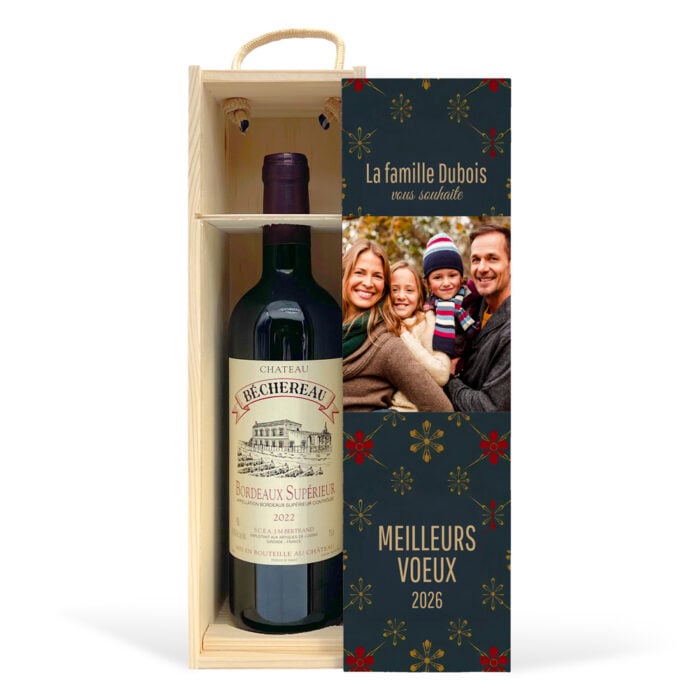 Coffret personnalisé et Vin rouge - Meilleurs voeux avec photo